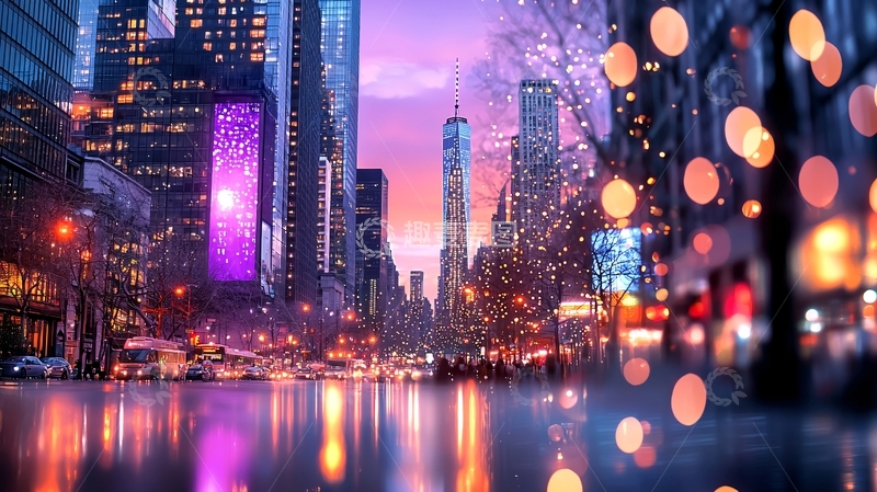 高清大图下载【趣麦麦图】霓虹灯下的城市夜景