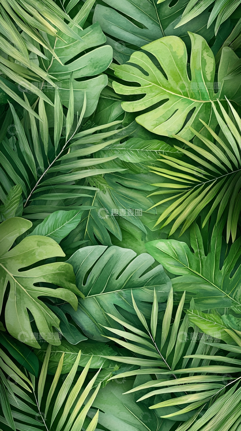 高清大图下载【趣麦麦图】热带植物叶子背景图