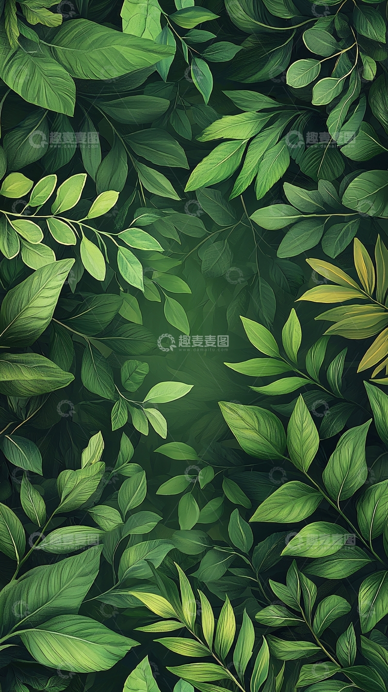 高清大图下载【趣麦麦图】绿色植物叶子背景图