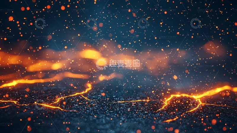 高清大图下载【趣麦麦图】熔岩流淌的夜景背景