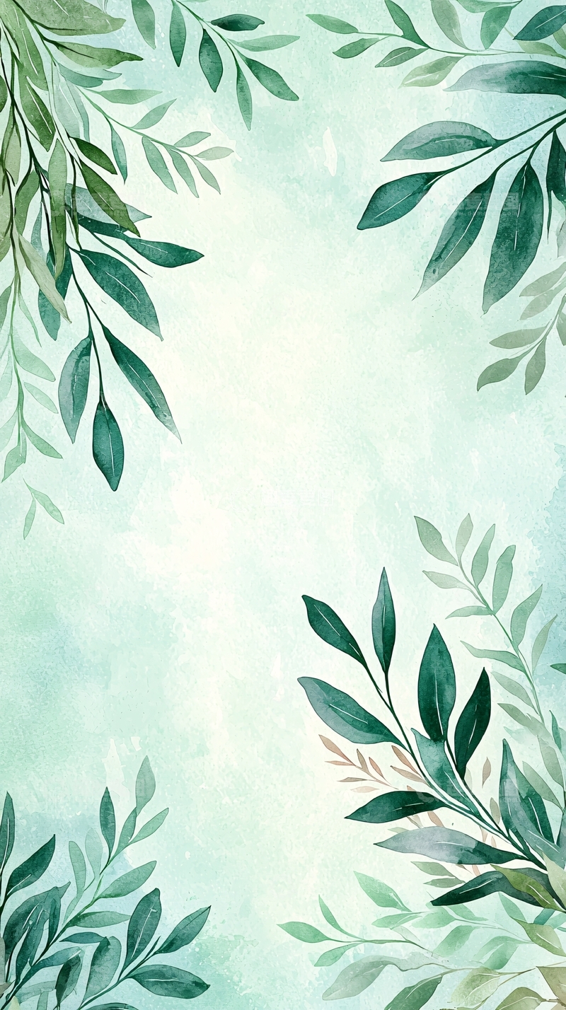 高清大图下载【趣麦麦图】清新绿叶背景墙纸