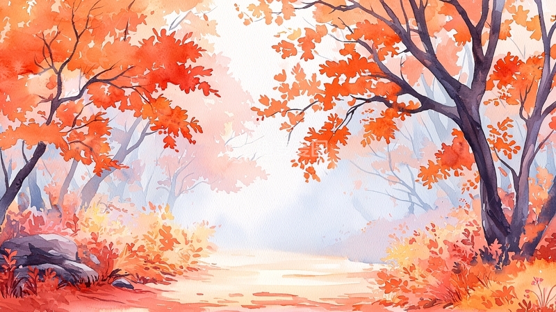 高清大图下载【趣麦麦图】秋日森林风景画