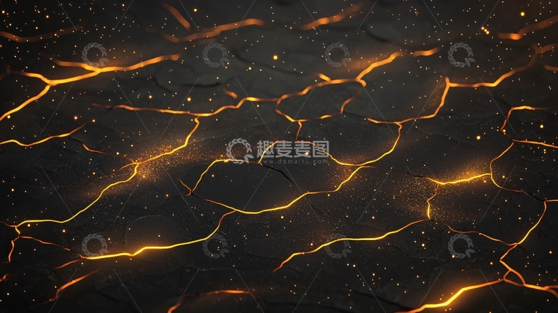 高清大图下载【趣麦麦图】裂纹地面上的火焰光芒