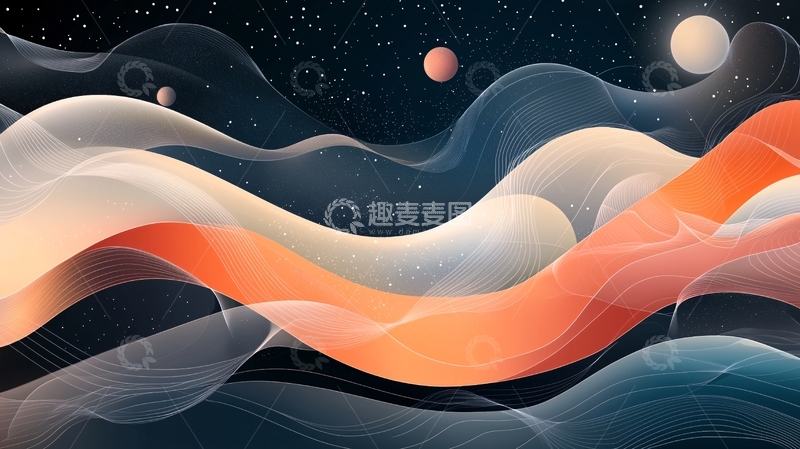 高清大图下载【趣麦麦图】梦幻星空下的波浪山脉