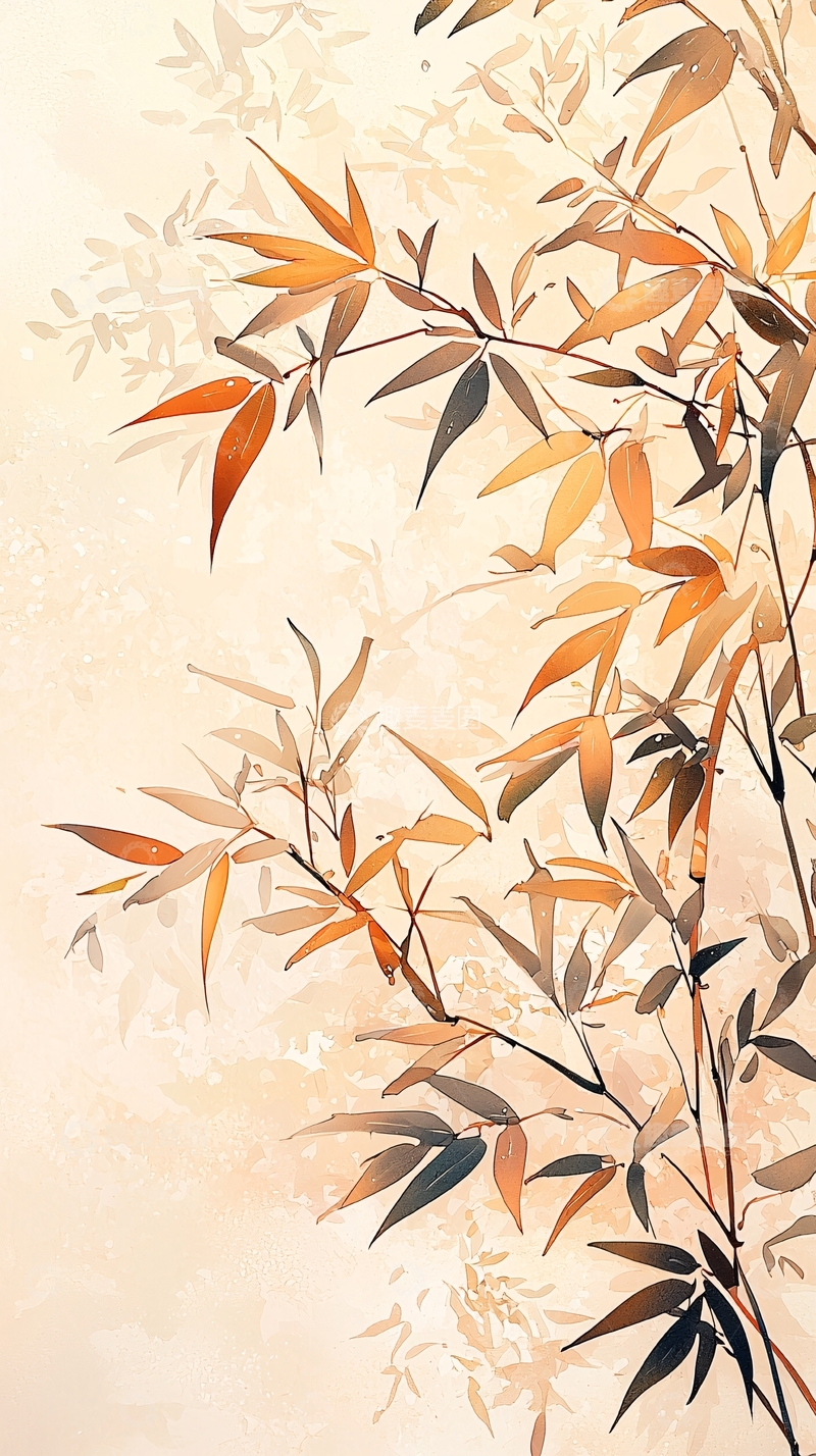 高清大图下载【趣麦麦图】秋日竹叶背景图