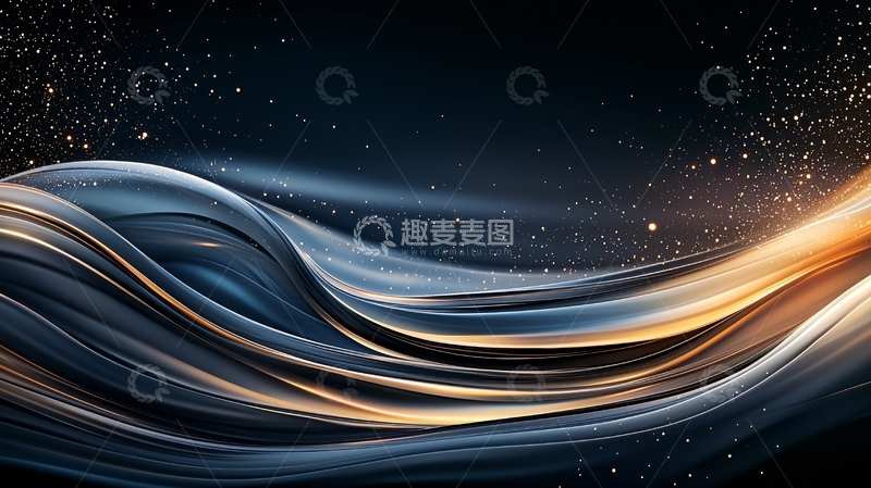 高清大图下载【趣麦麦图】金色波浪星空背景