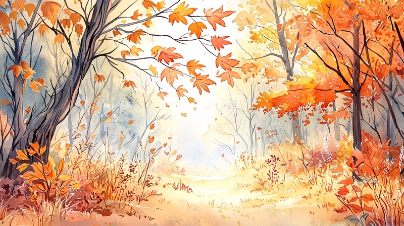 高清大图下载【趣麦麦图】秋日森林落叶风景