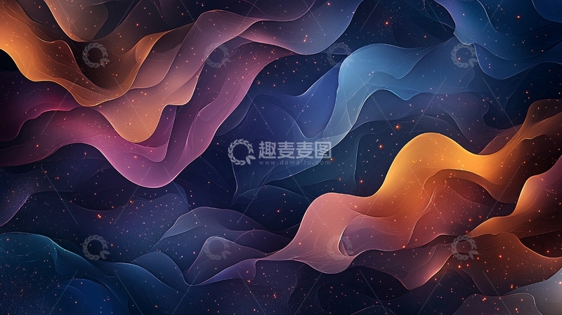 高清大图下载【趣麦麦图】抽象波浪星空背景图