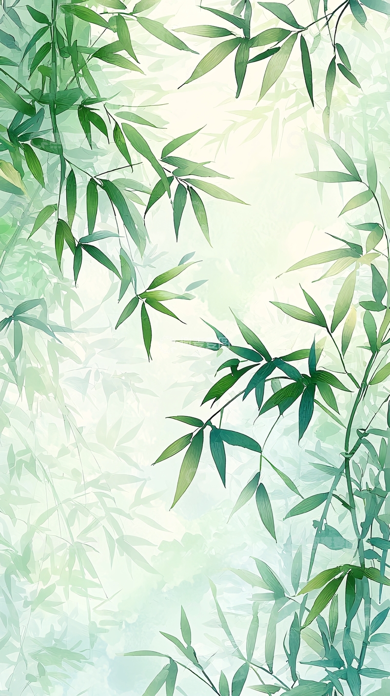 高清大图下载【趣麦麦图】清新竹叶背景图