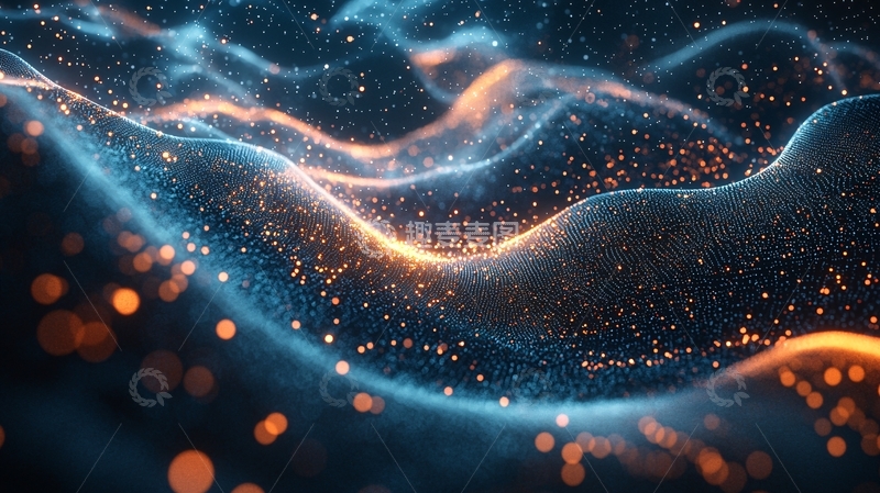 高清大图下载【趣麦麦图】蓝色粒子波浪动态效果背景