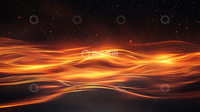 高清大图下载【趣麦麦图】金色波浪光效背景素材