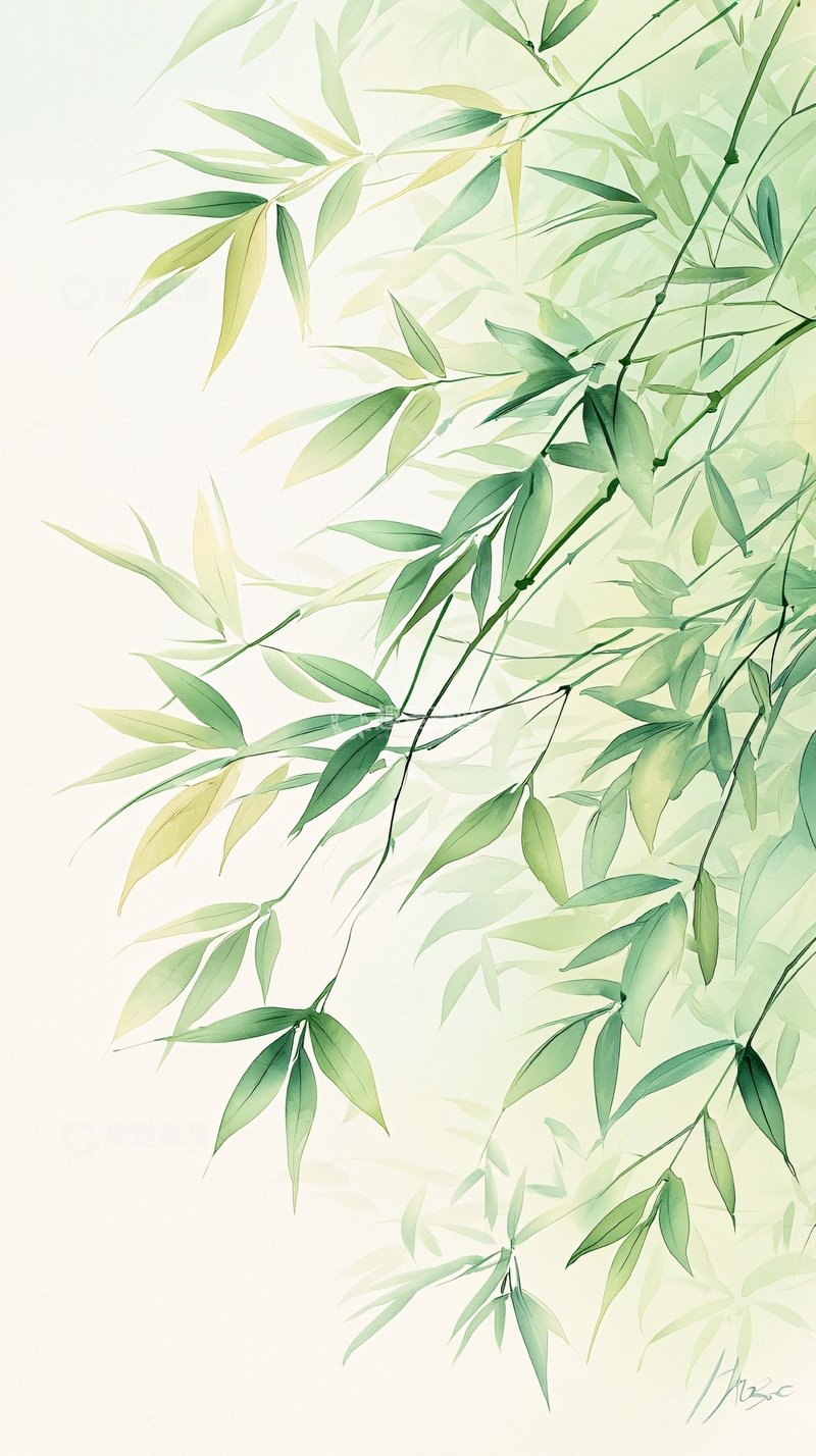 高清大图下载【趣麦麦图】清新竹叶自然背景图