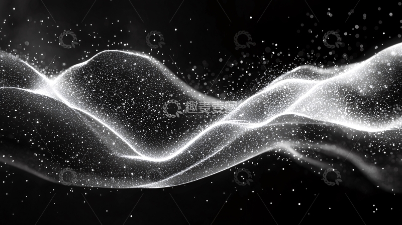 高清大图下载【趣麦麦图】黑白粒子流动波纹背景