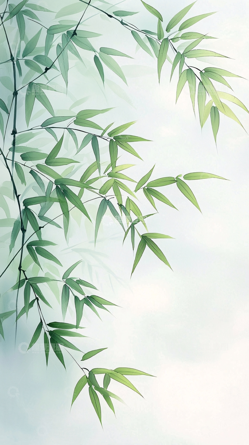 高清大图下载【趣麦麦图】清新竹叶自然背景