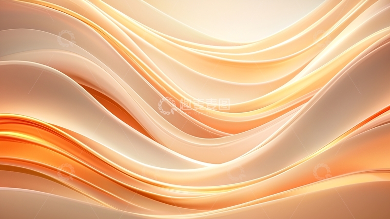 高清大图下载【趣麦麦图】橙色渐变流动曲线抽象背景