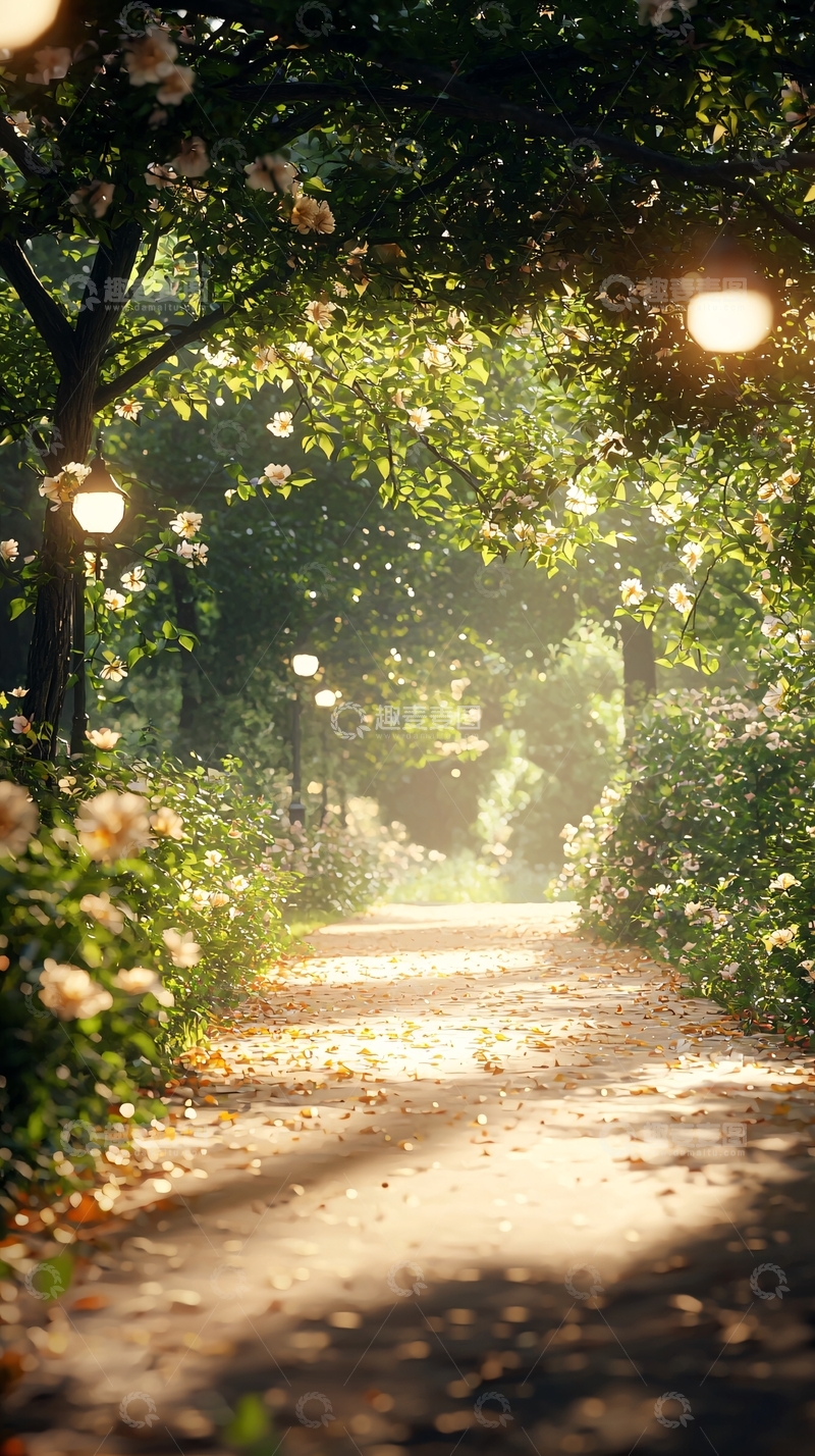 高清大图下载【趣麦麦图】阳光下的花园小径