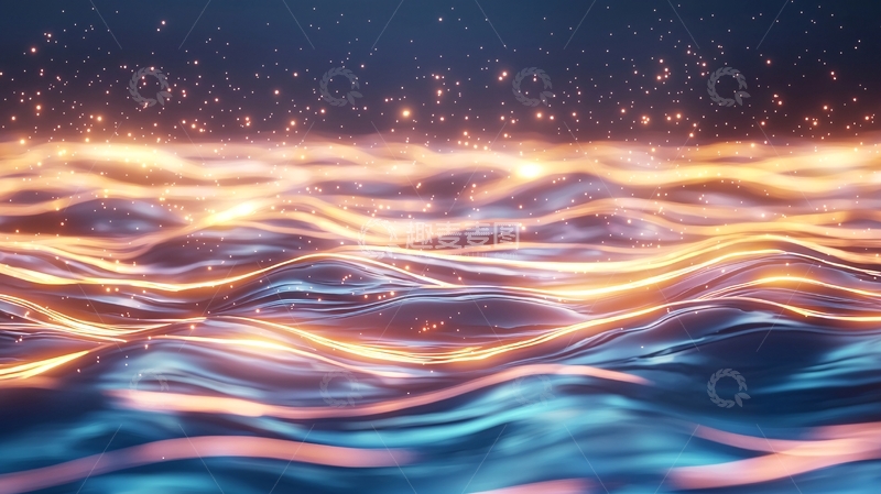 高清大图下载【趣麦麦图】梦幻波光粼粼的海洋夜景