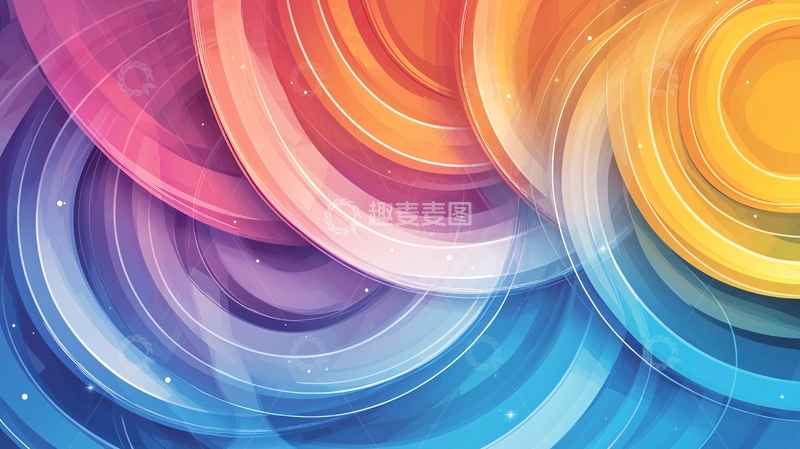 高清大图下载【趣麦麦图】彩虹渐变圆环抽象背景