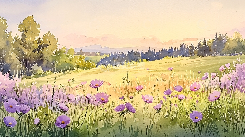 高清大图下载【趣麦麦图】夏日田野花海风景画