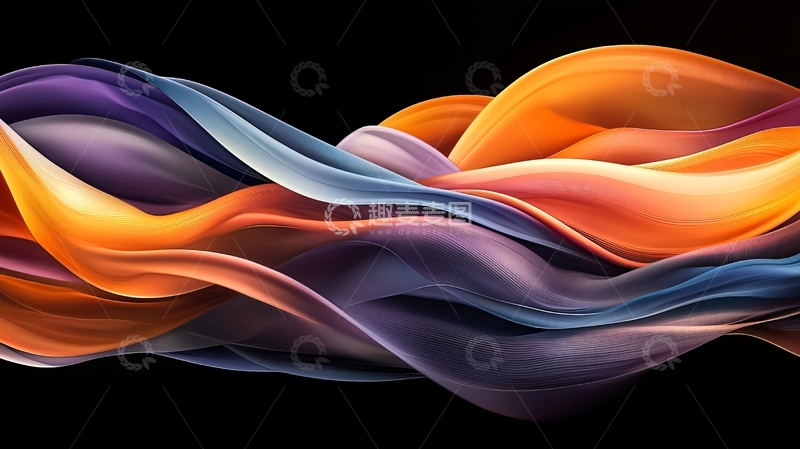 高清大图下载【趣麦麦图】抽象色彩流动曲线背景