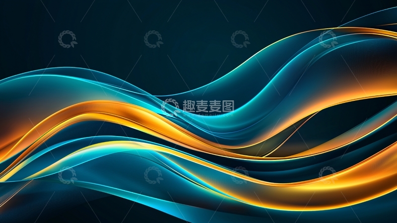 高清大图下载【趣麦麦图】蓝色橙色波浪抽象背景