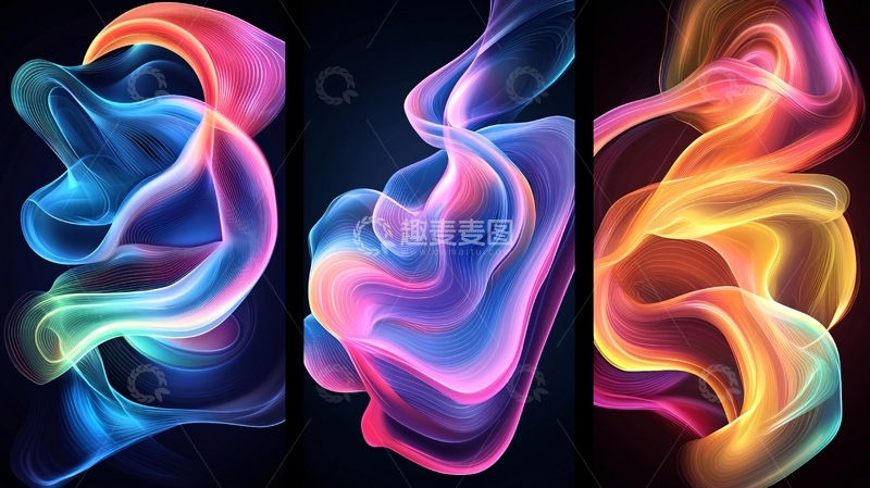 高清大图下载【趣麦麦图】抽象流动线条艺术背景图