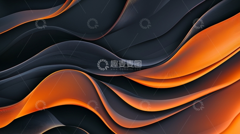 高清大图下载【趣麦麦图】橙黑渐变波浪抽象背景