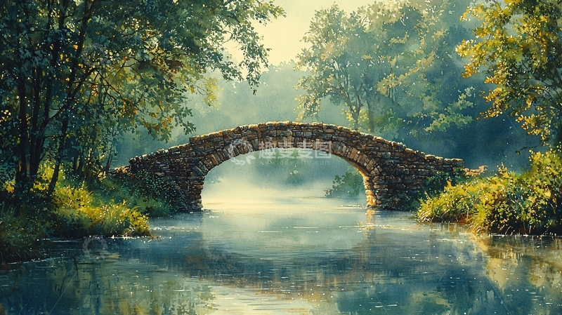 高清大图下载【趣麦麦图】石桥静谧自然风景