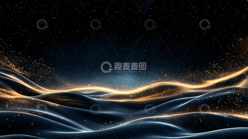 高清大图下载【趣麦麦图】梦幻星空下的波浪风景