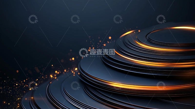 高清大图下载【趣麦麦图】金色光晕环绕的螺旋阶梯