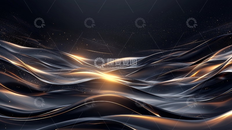 高清大图下载【趣麦麦图】金色波浪星空背景