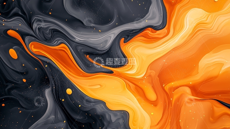 高清大图下载【趣麦麦图】抽象流动橙黑渐变色背景
