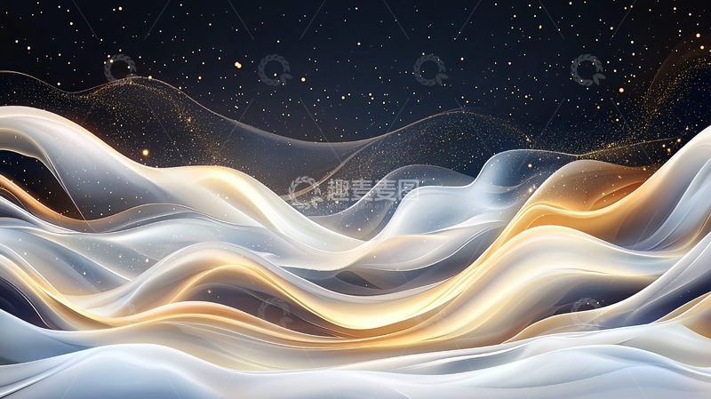 高清大图下载【趣麦麦图】梦幻星空下的波浪山脉