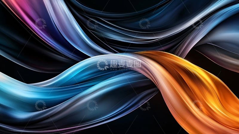 高清大图下载【趣麦麦图】抽象流动线条艺术背景