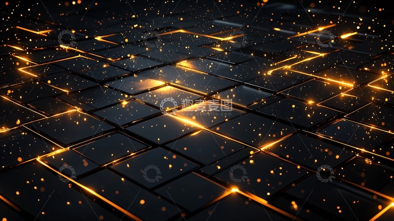 高清大图下载【趣麦麦图】金色光效几何图案背景