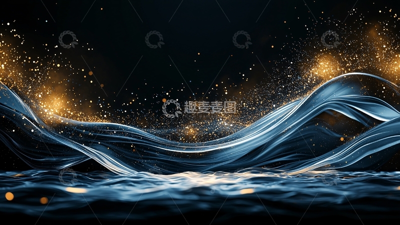 高清大图下载【趣麦麦图】梦幻波浪与星光背景