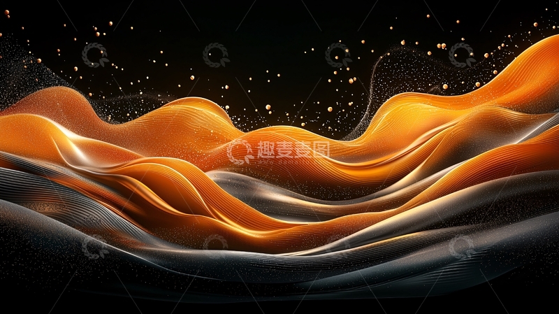 高清大图下载【趣麦麦图】金色波浪星空背景