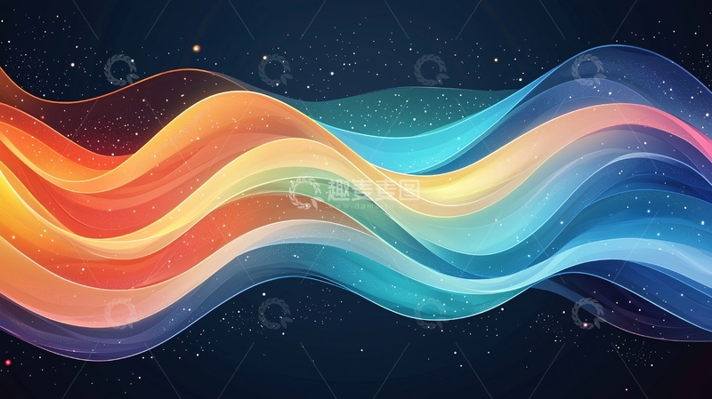 高清大图下载【趣麦麦图】彩虹波浪星空背景