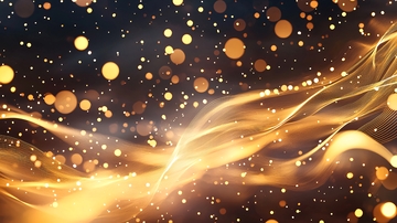 金色光点与波浪线条背景