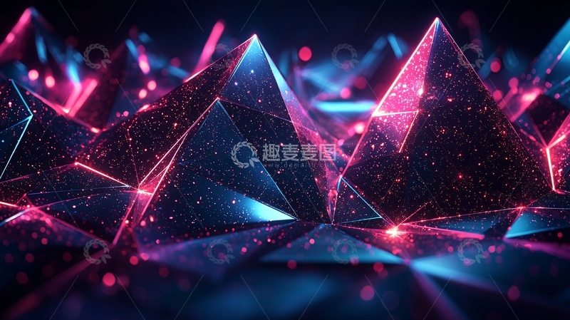 高清大图下载【趣麦麦图】霓虹几何星空背景