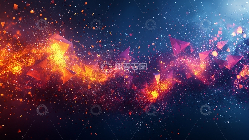 高清大图下载【趣麦麦图】燃烧的几何粒子背景