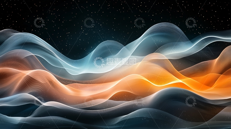 高清大图下载【趣麦麦图】梦幻星空下的波浪线条艺术