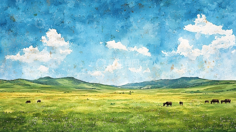 高清大图下载【趣麦麦图】草原上的牛群