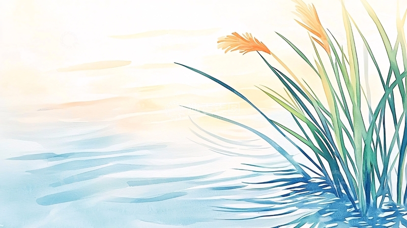 高清大图下载【趣麦麦图】水边芦苇风景画