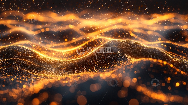 高清大图下载【趣麦麦图】金色粒子波浪动态背景