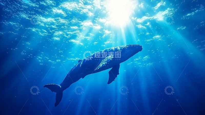 高清大图下载【趣麦麦图】深海鲸鱼与阳光