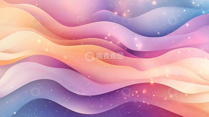 高清大图下载【趣麦麦图】梦幻波浪星空背景图