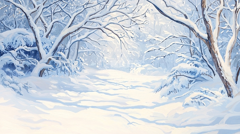 高清大图下载【趣麦麦图】冬日雪景森林