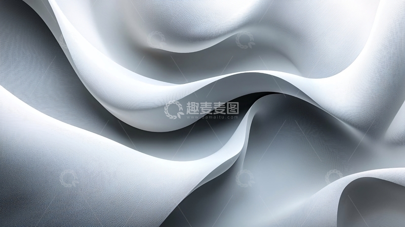 高清大图下载【趣麦麦图】流动的白色曲线纹理背景