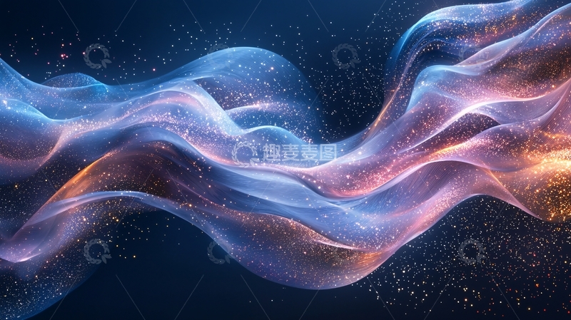 高清大图下载【趣麦麦图】梦幻波浪星空背景